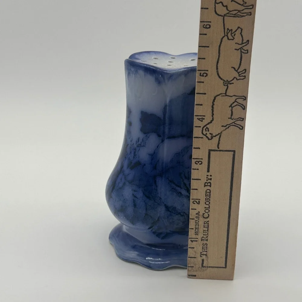 Victoria Flow Blue Hat Pin Holder Staffordshire Ironstone England Floral Antique